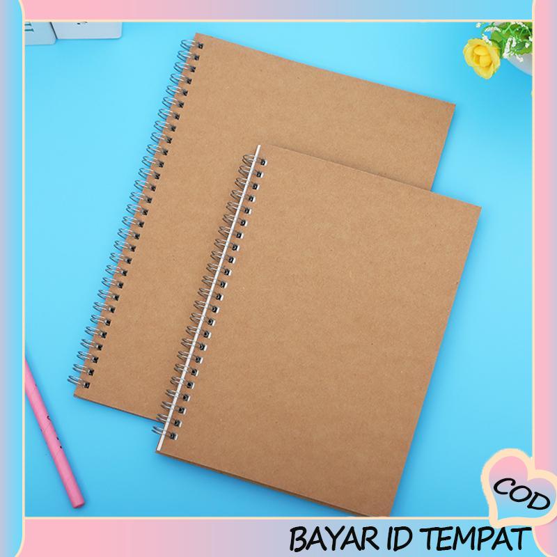 COD❤️ A5 Kraft Paper Coil Book Simple Student Notebook Meeting Notepad Buku Akuntansi Portabel-A.one