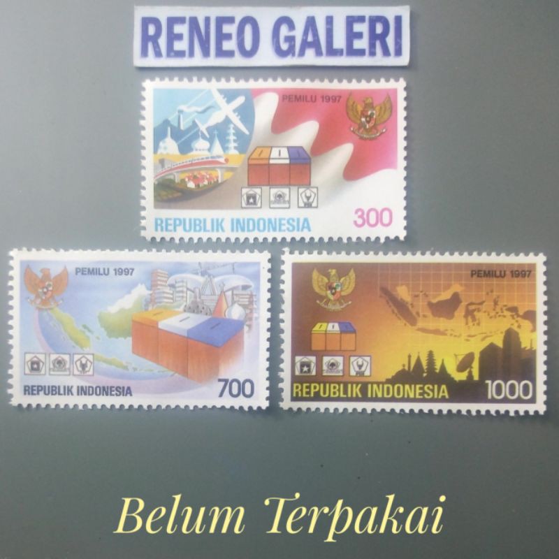 

(3pcs) Set pecahan Lengkap Perangko seri PEMILU tahun 1997 Paket Prangko Pemilihan Umum lama kuno