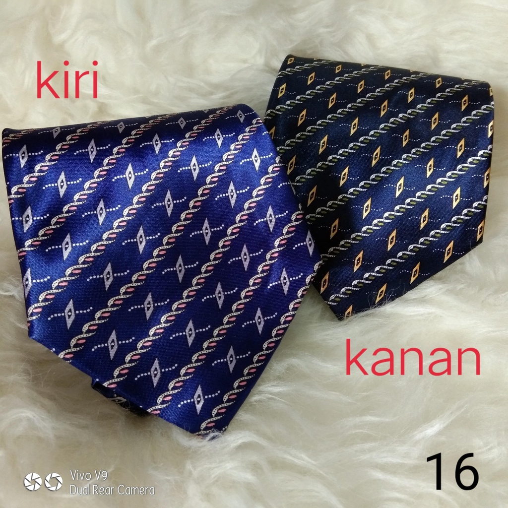 Dasi Panjang Pria Ukuran Besar Lebar 10 Cm Bahan Polyester Satin Motif Warna Biru