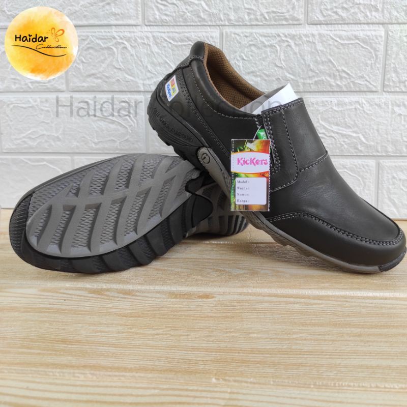 Sepatu Pria Kulit Suede Sintetis Premium Slip On Kasual Cowok Sol Karet Kantoran Kerja