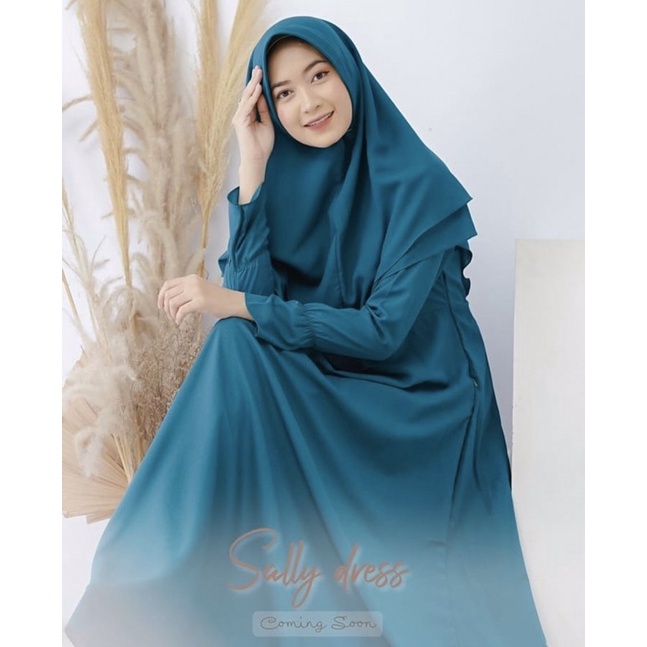 Preloved Gamis pesta sally dress Glizhijab | Khimar black |Jaket Denim | set lebaran
