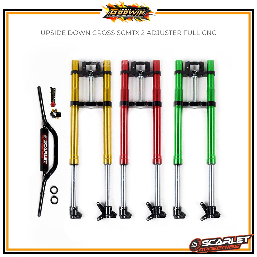Upsidedown USD Upside Down Shock Depan SCARLET MX 2 Adjuster KLX 150 CRF 150L Full CNC + Stang KLX150 BIFGOOT DTRACKER NEW 3107 Plus Bearing