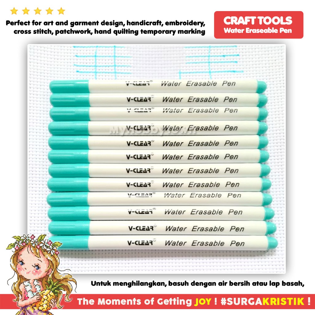 Water Erasable Pen Spidol Penanda Kain Fabric Marker Tinta Hilang Dengan Air