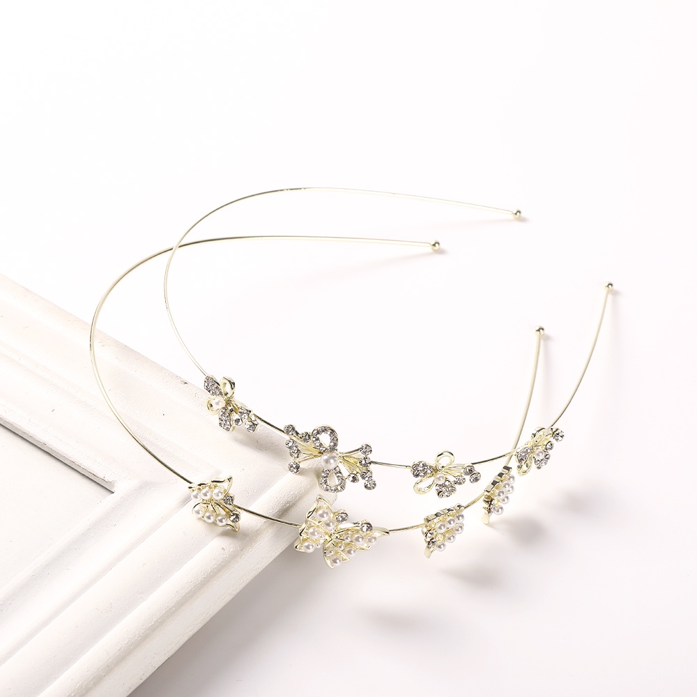 Headband Bahan Alloy Aksen Mutiara Dan Berlian Imitasi Untuk Wanita