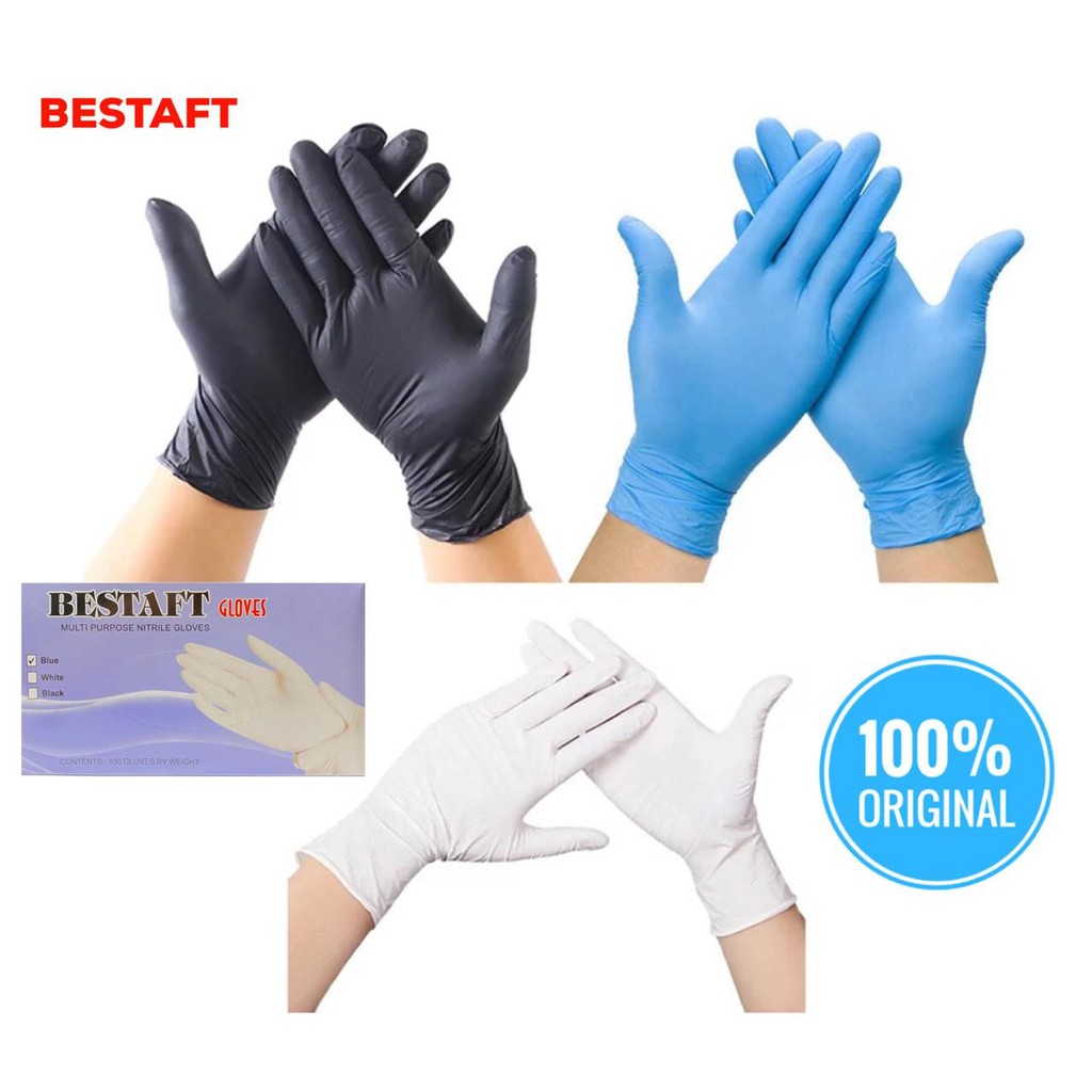 Sarung Tangan Karet Medis Nitrile Glove Non Powder Premium Bt 201 Shopee Indonesia