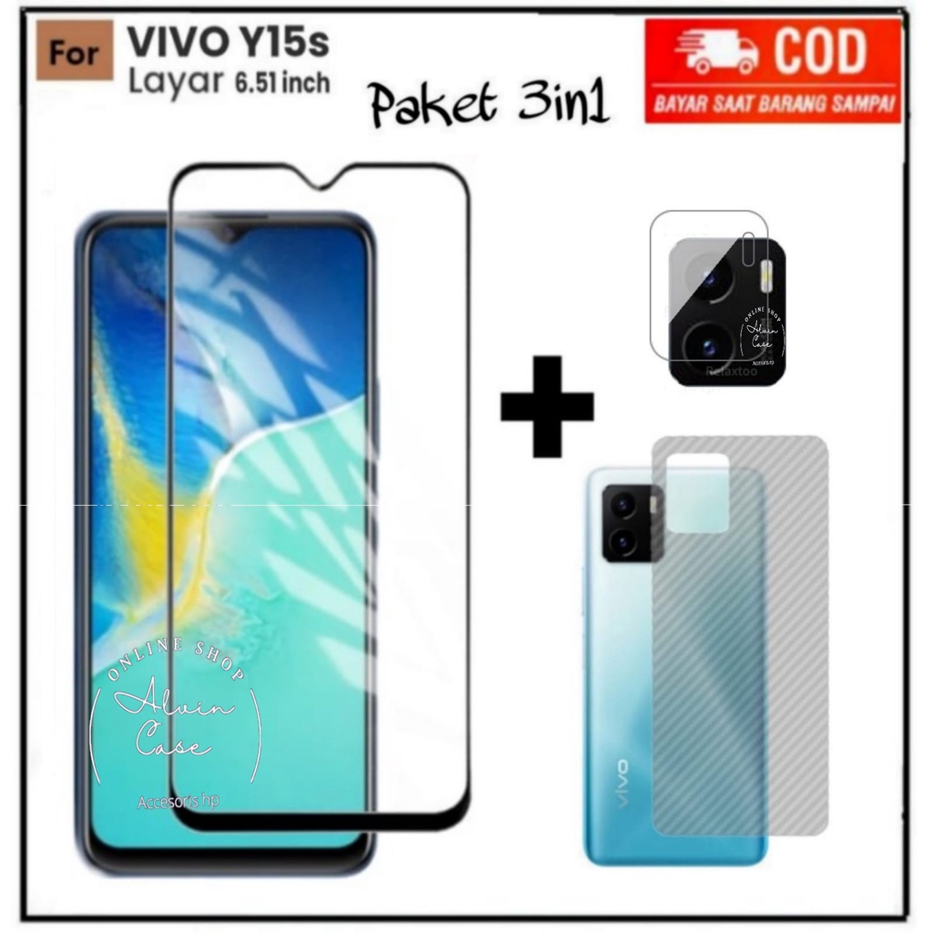 PAKET 4IN1 CASE VIVO Y15S Y01 SOFT CASE SHOCKPROOF TRANSPARAN CASING PROTECT CAMERA