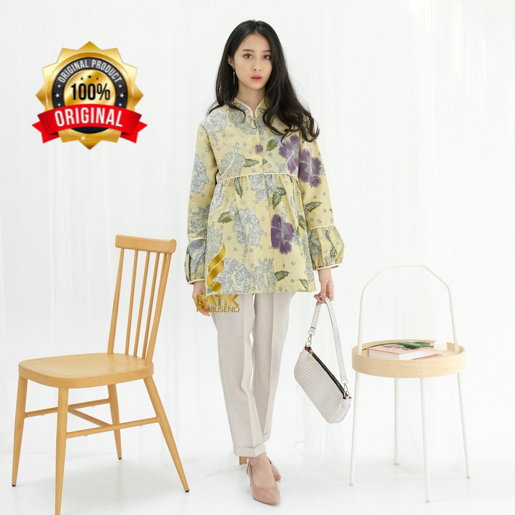 Batik Prabuseno Motif AMANDA Blouse Atasan Batik Wanita Lengan Panjang Modern Original Prabuseno Pre