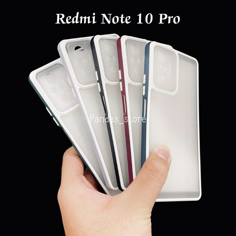 Pro Hybird Redmi Note 10 Pro Softcase Halus dan Elegan / Pinggiran Garis Putih Keren (Pandas)