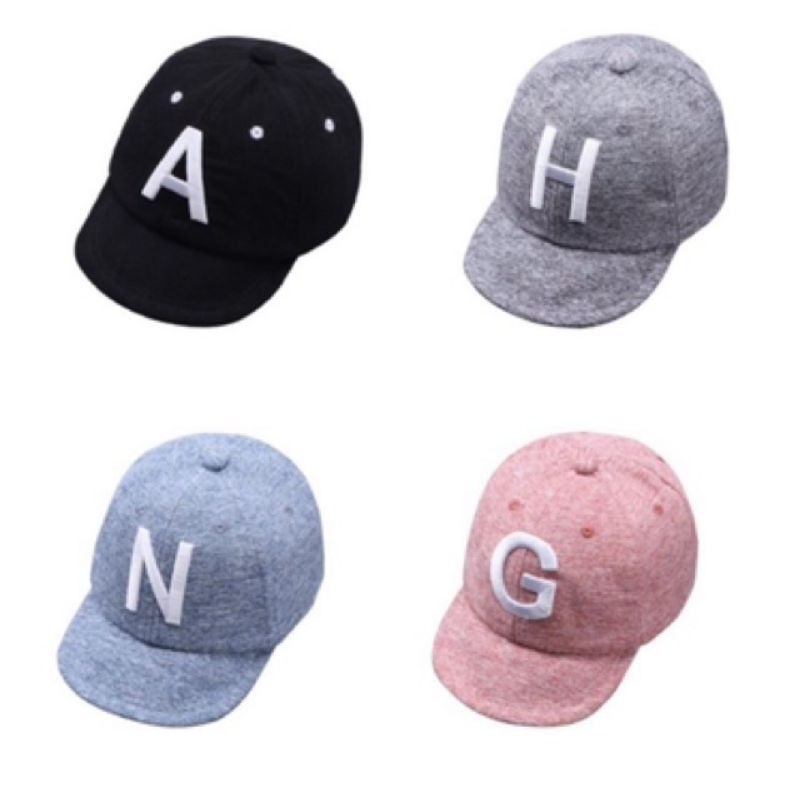 TOPI BASEBALL ANAK BAYI BALITA LAKI PEREMPUAN MOTIF TULISAN HURUF BORDIR IMPORT-2