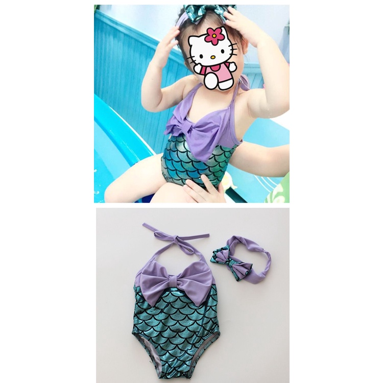 BAJU RENANG MERMAID IKAN DUYUNG RAINBOW PELANGI BIKIN SET SWIMSUIT ANAK PEREMPUAN BALITA BAYI IMPOR