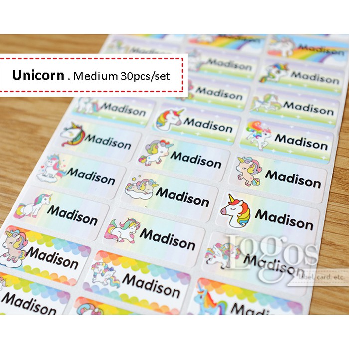 

HNVHH865 Unicorn MEDIUM Sticker Label Nama waterproof stiker namaanak