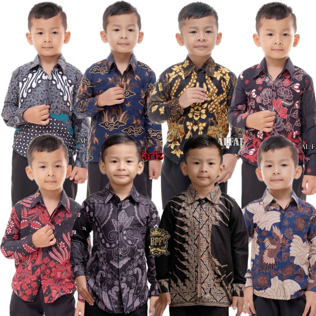 Baju batik anak laki-laki lengan panjang umur 2-13 tahun bisa buat sekolah hari batik