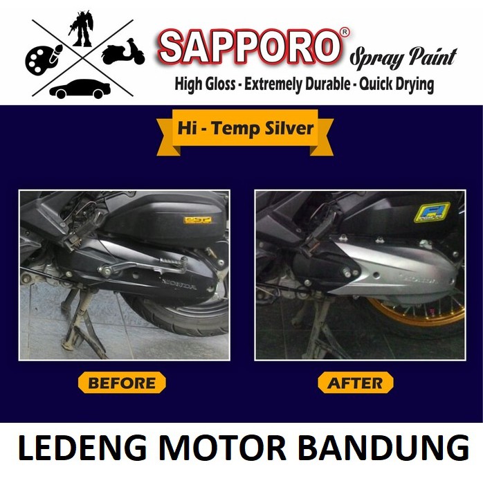 Sapporo Silver Hi-Temp Cat Semprot Saporo Paint Anti Tahan Panas Api