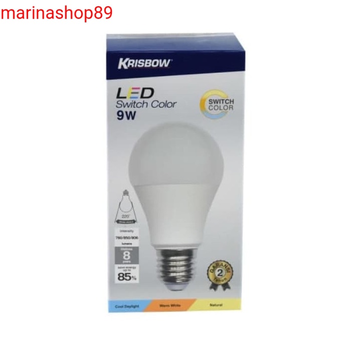 krisbow bohlam led 3 warna 9 watt_lampu led switch colour 9 watt