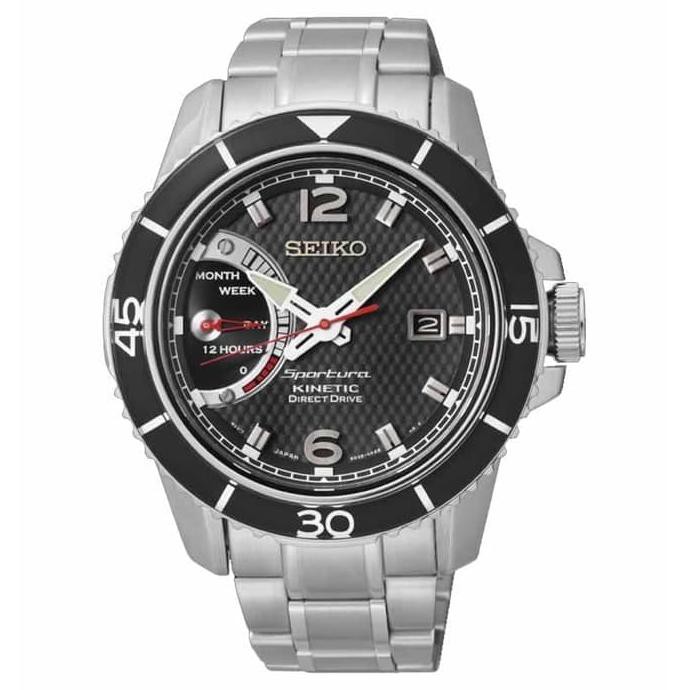 Seiko SRG019P1 Sportura Kinetic Drive Silver Black