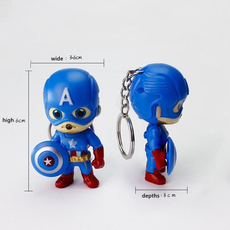 Marvel Gantungan Kunci Action Figure Captain America Dengan Lampu LED + Suara