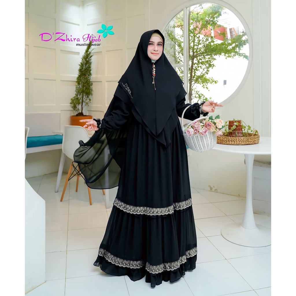 Kinara Syari Gamis Syari Ceruty Ootd Wanita Set Hijab Baju Wanita Jumbo Gamis Renda Setelan Wanita Muslim Mazaya