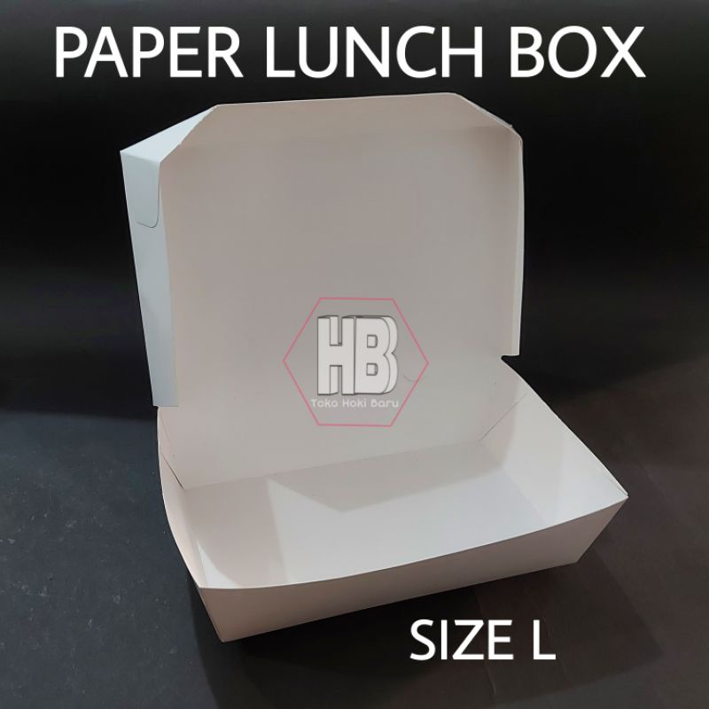 [50 Pcs] PAPER LUNCH BOX SIZE L PUTIH POLOS LAMINASI / KOTAK NASI KERTAS AYAM GEPREK UKURAN L
