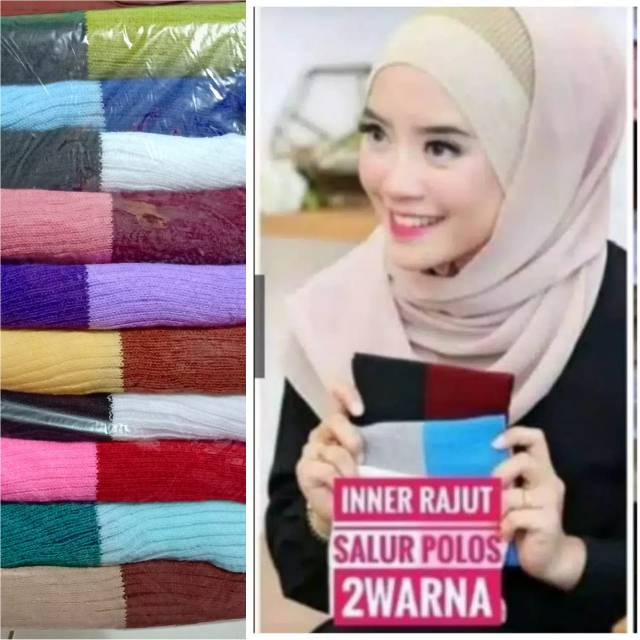 Bandana ciput rajut premium 2 warna anti pusing tebal rajutan by zellshop