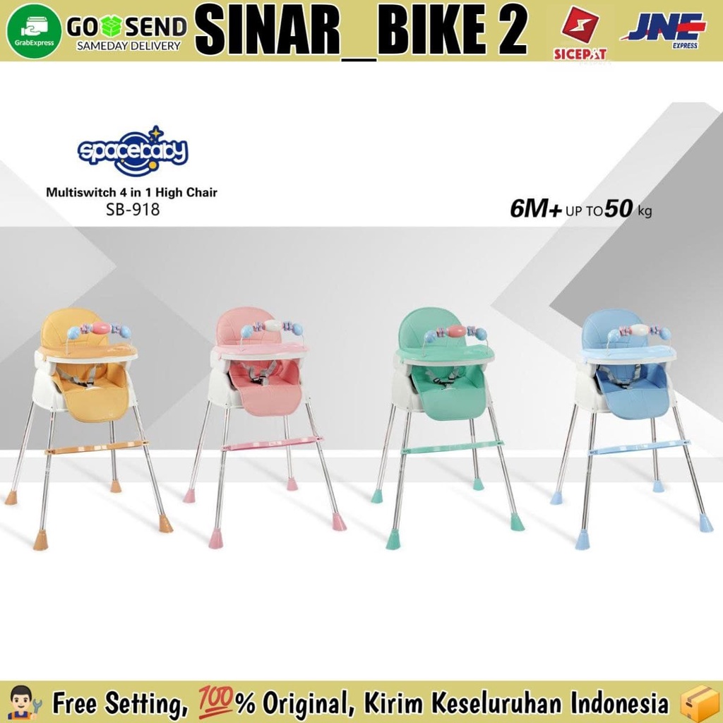 SpaceBaby SB 918 Baby Chair 4 IN 1 Baby Booster Seat 4IN1 High Kursi Makan Bayi