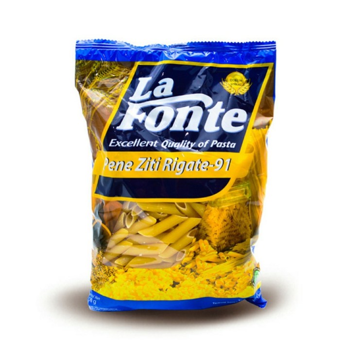 

Pasta-Aneka- La Fonte Penne Ziti Rigate 91 Kemasan 500Gr Ready Grosir -Aneka-Pasta.