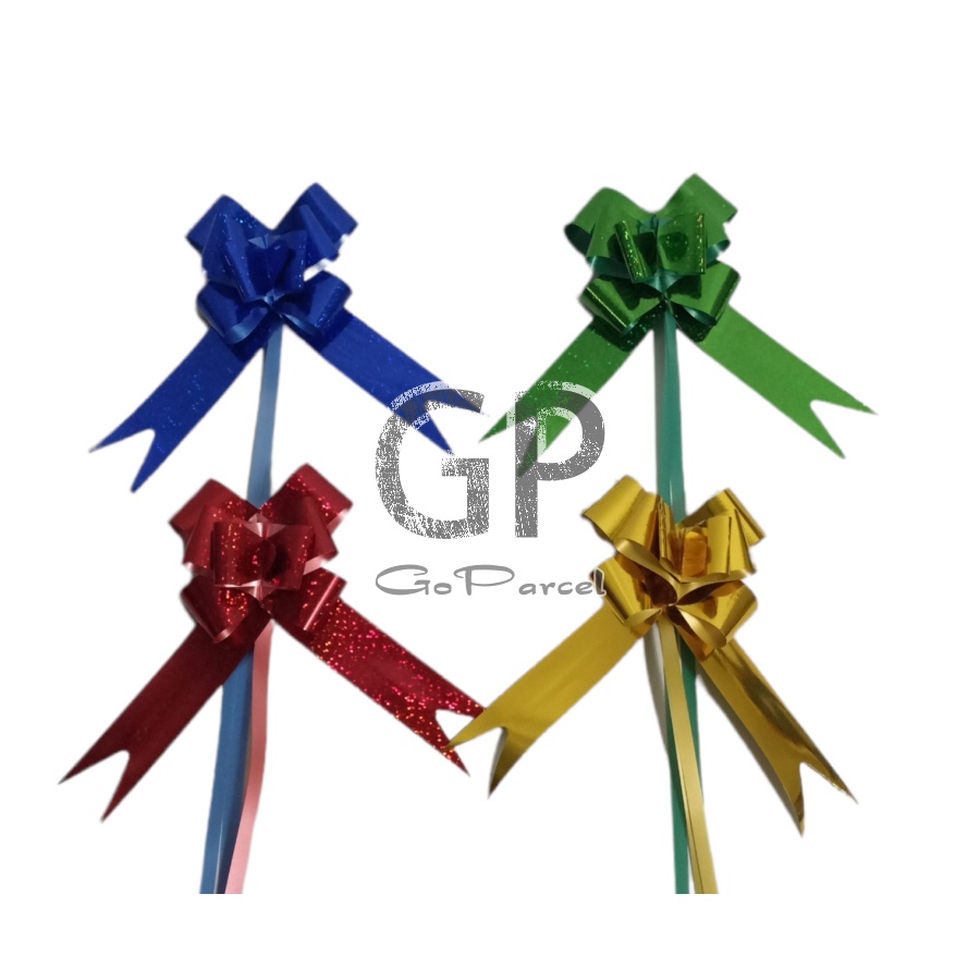 ( Ecer ) PULL BOW RIBBON METALLIC 43 CM - PITA TARIK / PITA KADO / PITA SERUT GLITTER METALIK HIASAN KADO DEKORASI PARCEL PARSEL HAMPERS SOUVENIR