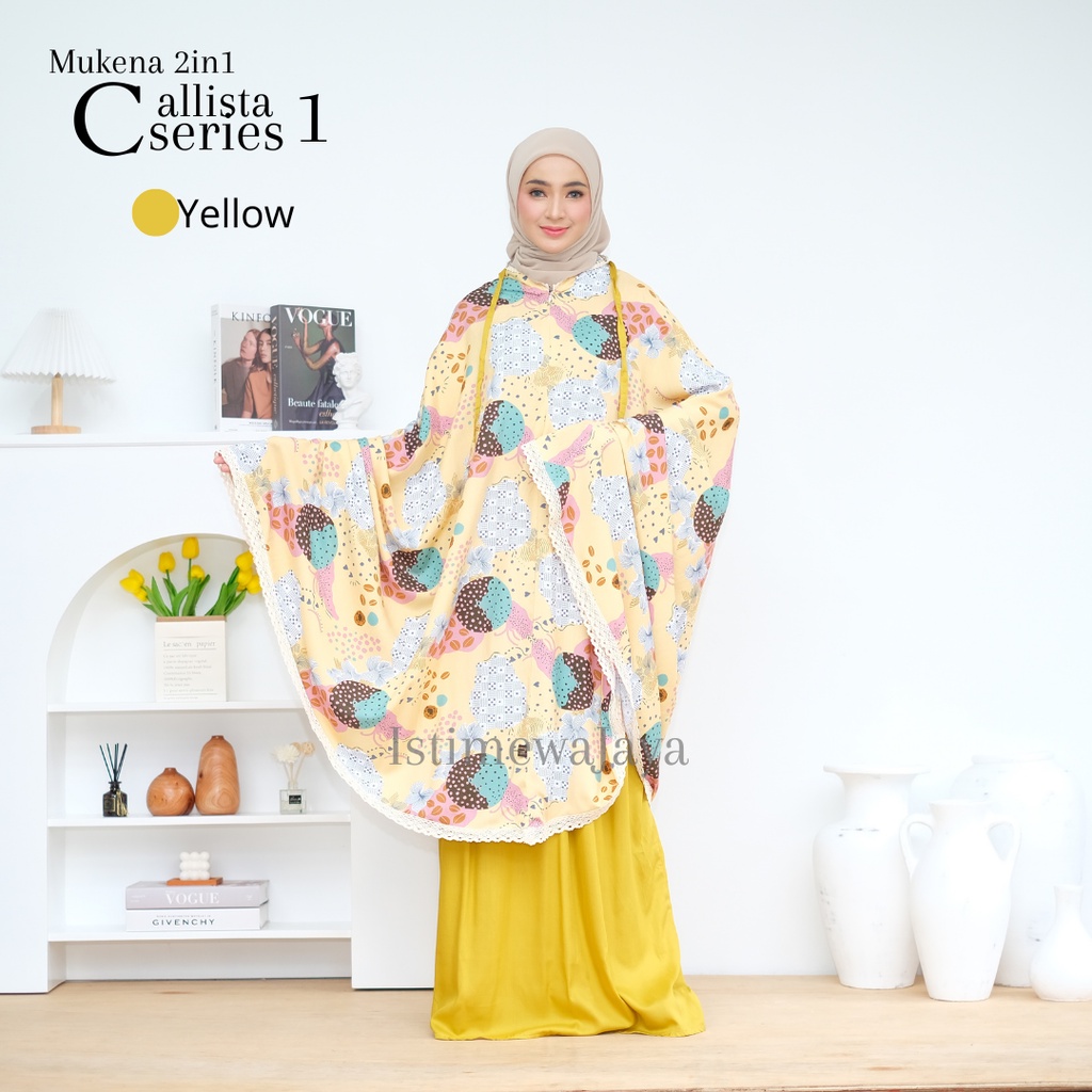 Mukena 2in1 Callista Premium Travelling || Mukena katun rayon Premium 2in1 Motif Bagus