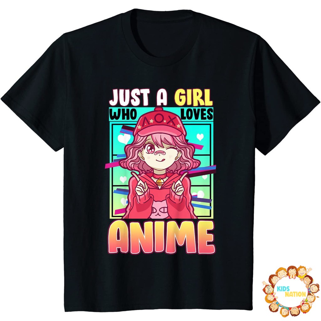 Baju anak Just A Girl Who Loves Anime Shirt Kawaii Japanese Otaku Gift T-Shirt