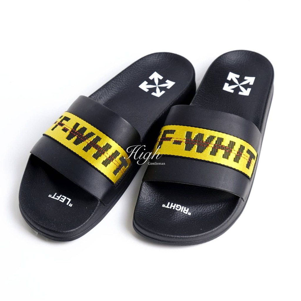 OW FW21 Industrial Belt Slides Black/Yellow 100% Authentic