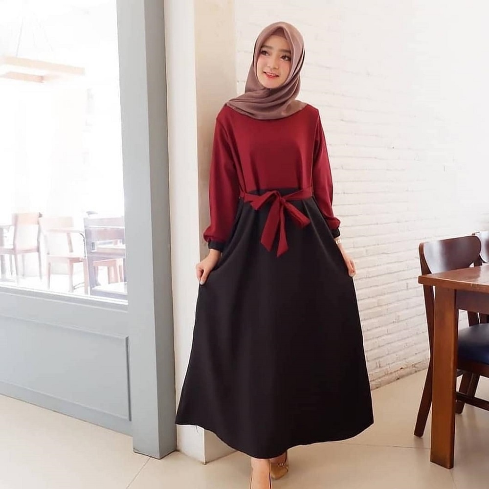 TESSA DRESS Mosscrape Pakaian Wanita Baju Muslim Gamis Modern Trendy Dress Muslimah Casual 2022