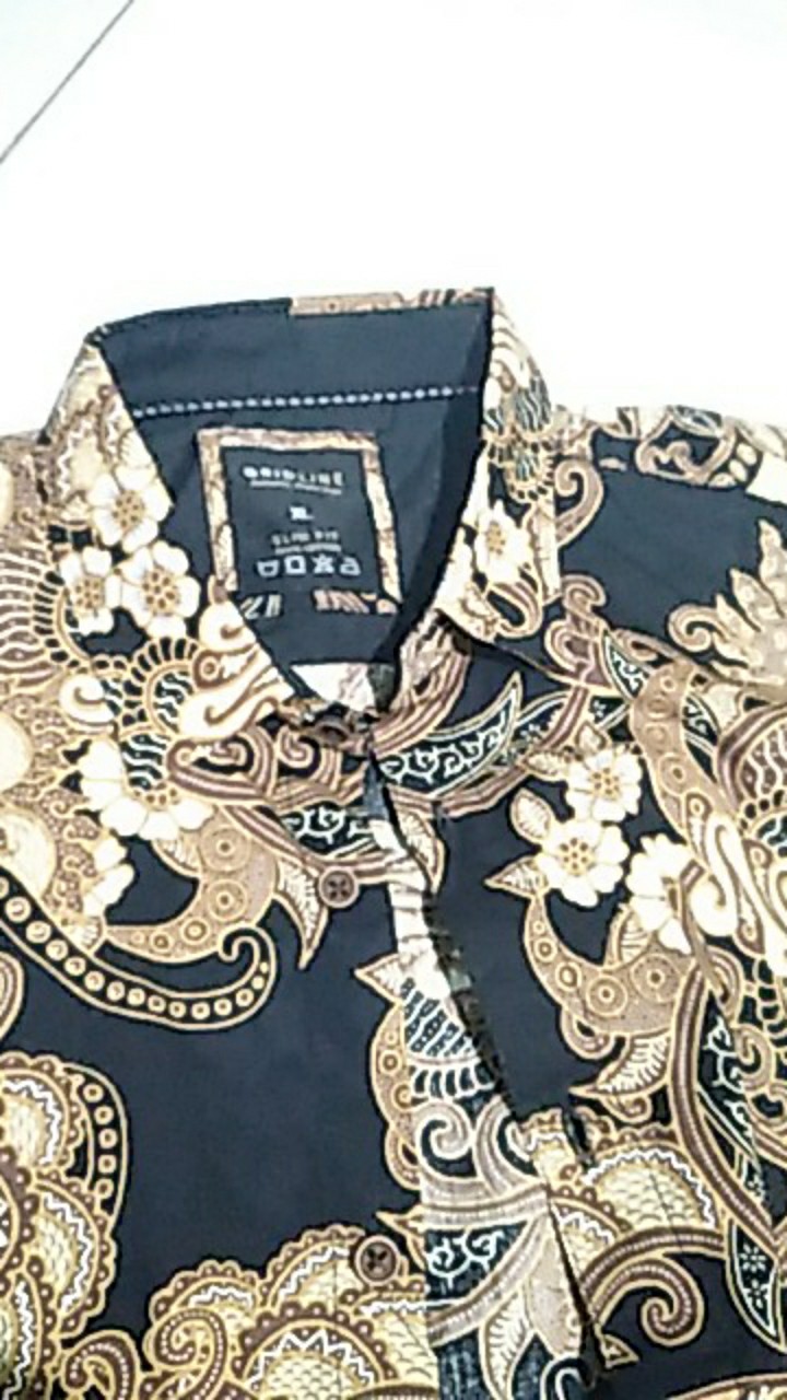 [gridline - S142 Black Brown] Kemeja Batik Match Pria Lengan Pendek Slimfit Casual