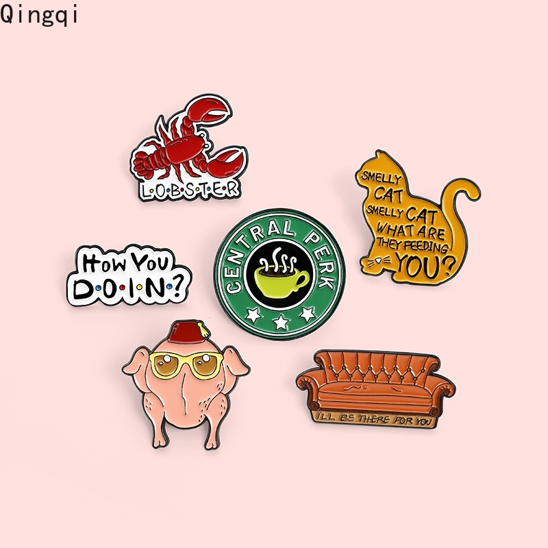 Bros Pin Enamel Desain Kucing Lobster Bau Teh Dan Supper Untuk Hadiah