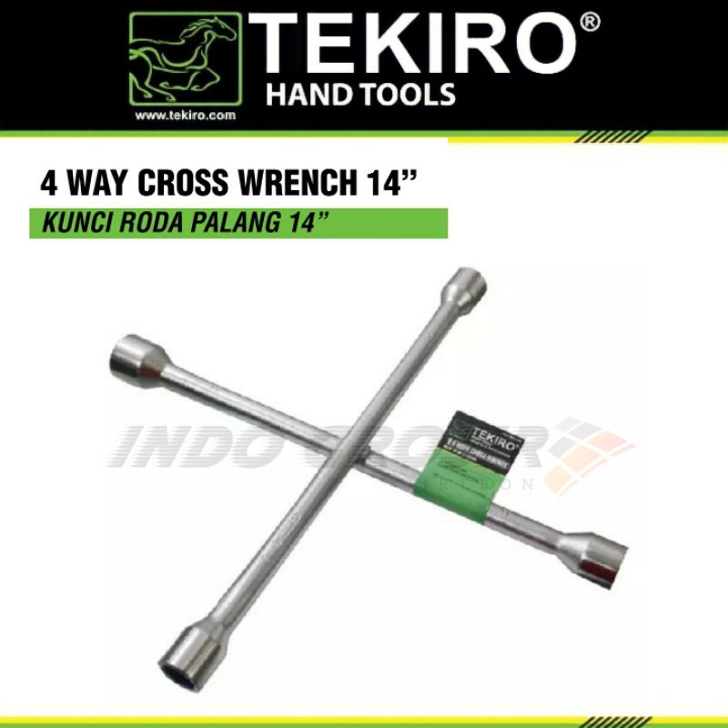 TEKIRO Kunci Roda Mobil 14 Inch 4 Way Wrench 14&quot; 17x19x21x23 mm Kunci Roda Palang