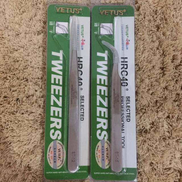 PINSET / TWEEZER VETUS ORIGINAL for EYELASH EXTENSION , SAMBUNG BULU MATA, LASH LIFT TERMURAH ORIGINAL PINSET RUNCING VETUS TIDAK TUMPUL