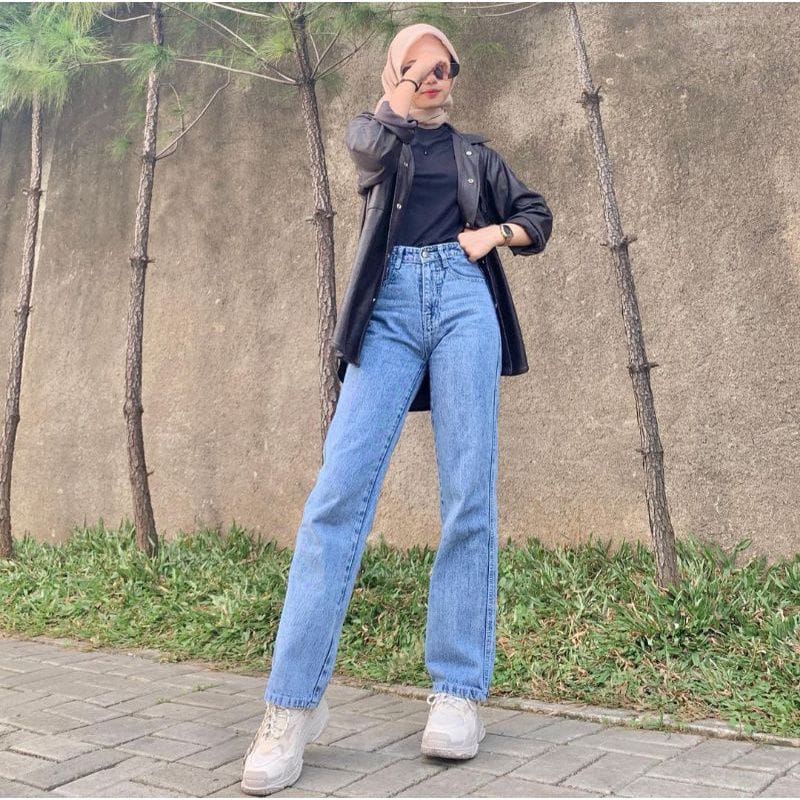 celana jeans wanita kulot loosse