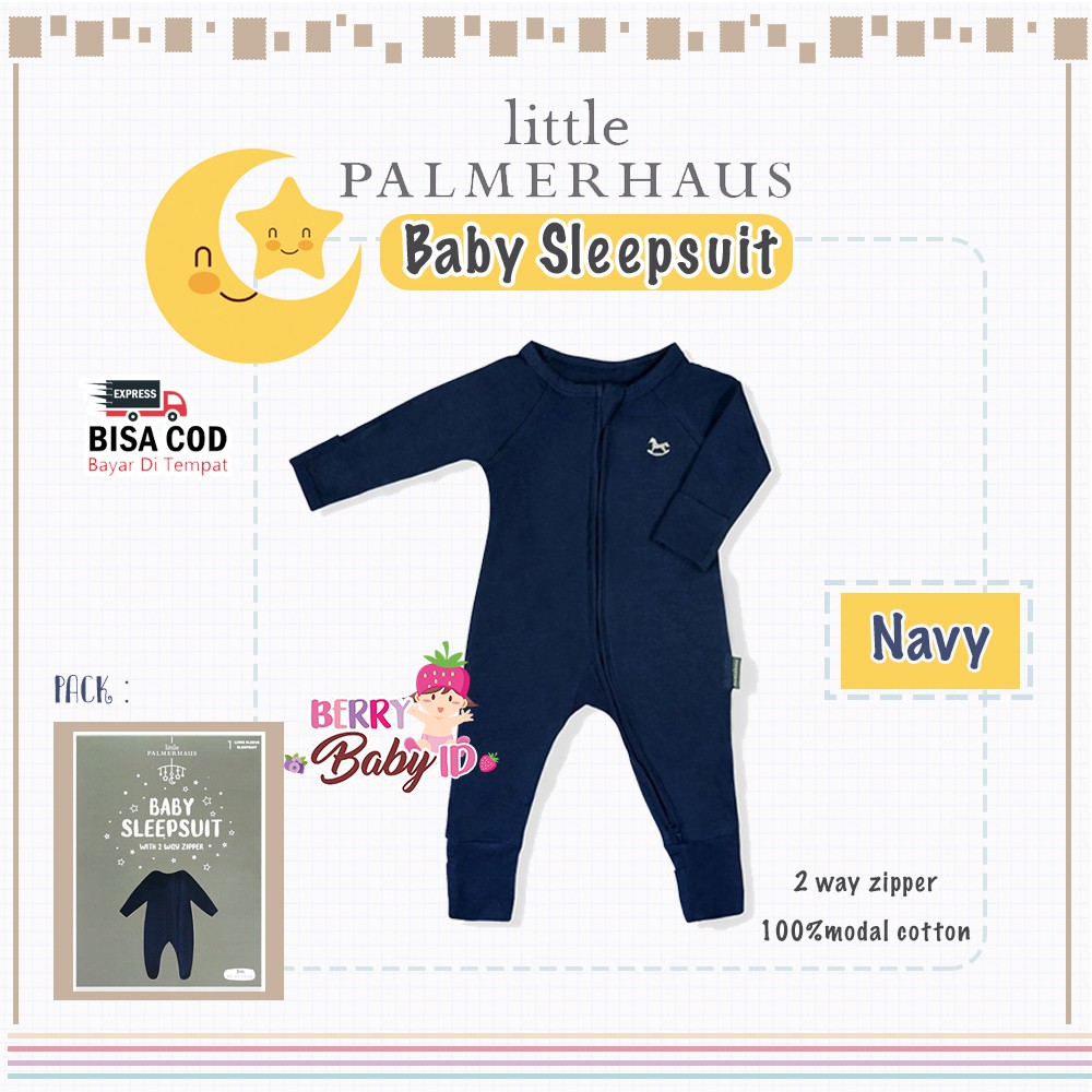 Little Palmerhaus Baby Sleepsuit Piyama Bayi Katun Premium 3-24 Bulan Boy &amp; Unisex - ED 2 Berry Mart