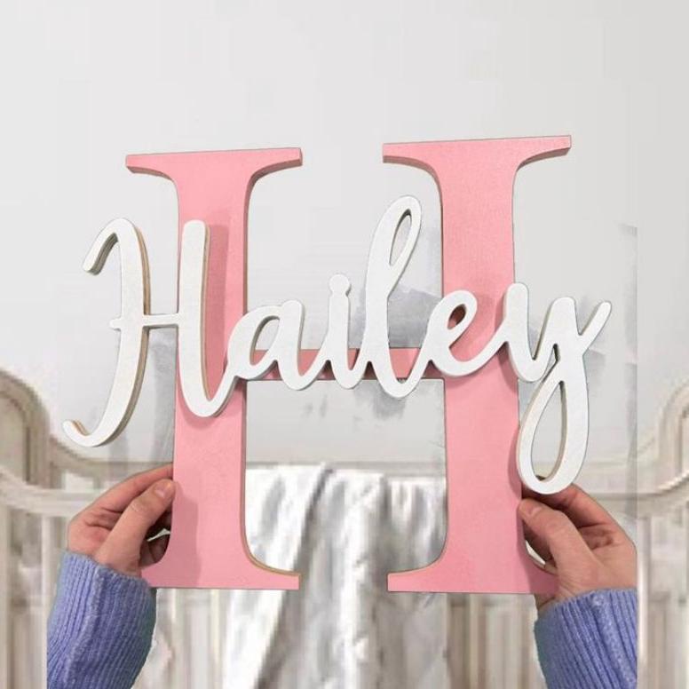 Hiasan Dinding Wall Decor Huruf Kayu Custom Inisial Initial nama