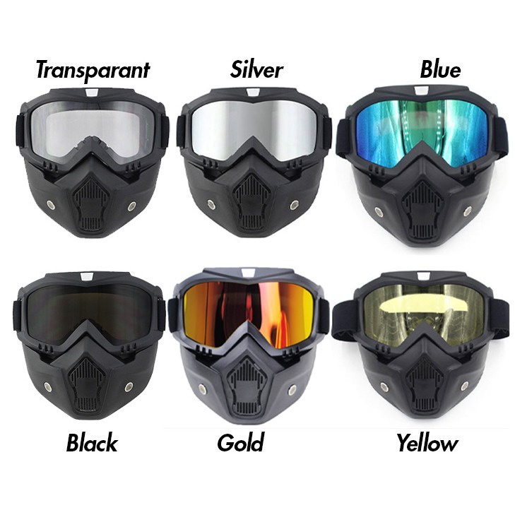 Google Mask Kaca Mata Helm Motor Airsoft Mask Model Topeng Anti Debu Polusi Trail Croos - Google Mask Helm Masker Google / Google Glasses Kacamata + Masker Retro