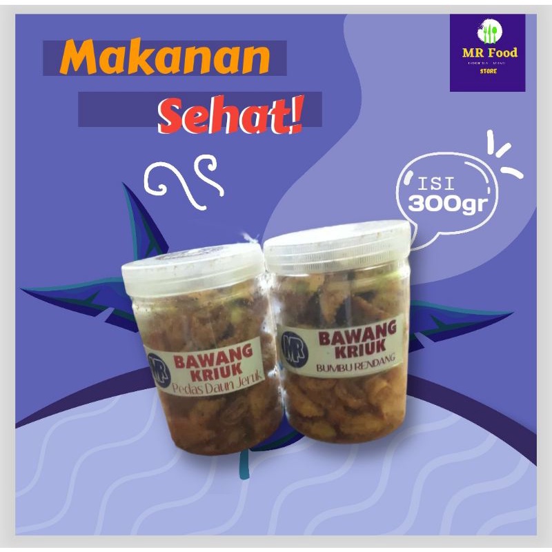 

Kripik Bawang MR kriuk Kemasan Toples 300gr Pedas,original,bawang,rendang