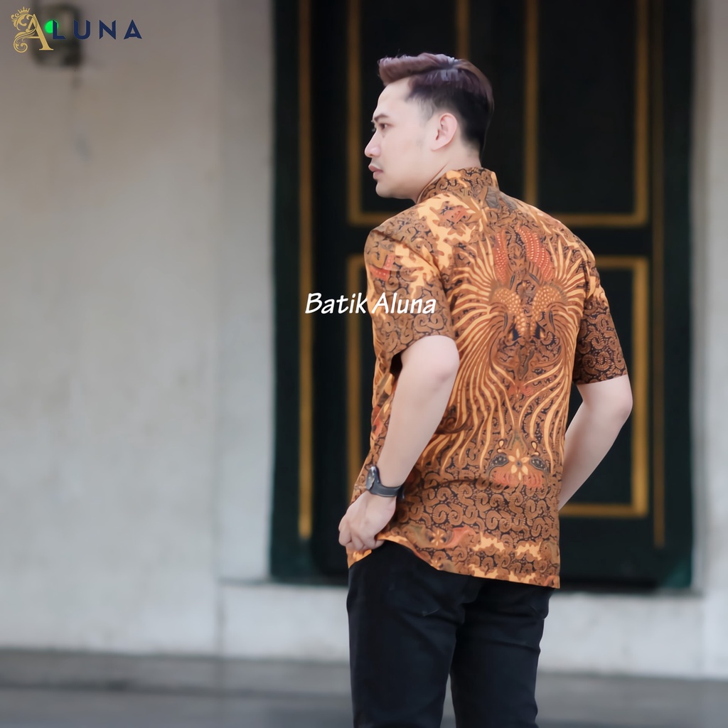 BAJU BATIK PRIA DEWASA LENGAN PENDEK TERBARU 2021 BATIK COWOK MODERN ASLI BATIK ALUNA PD 018