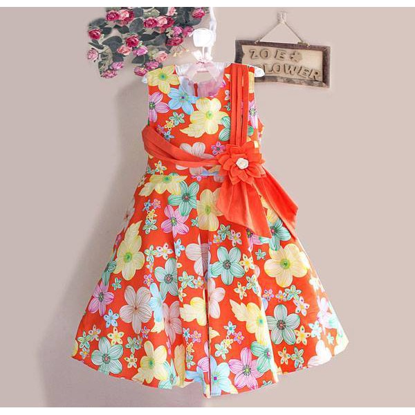 DRESS SLEMPANG ORANGE  / BAJU PESTA ANAK / DRESS ZOE