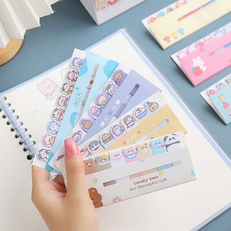 120 Sheets Cartoon Sticky Note Cute Tearable Label Sticker Student Index Sticky Paper