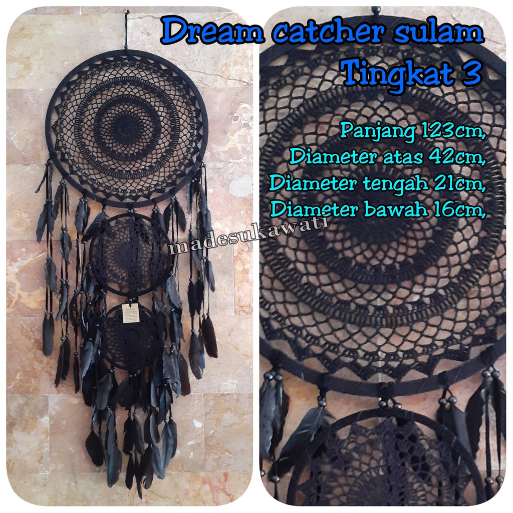 Dream catcher sulam bali tingkat 3 diameter 42cm panjang 123cm