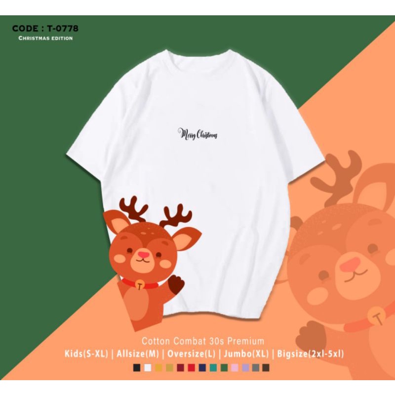 KAOS NATAL RUSA DEER SIDE/T-SHIRT MERRY CHRISTMAS DEER SIDE