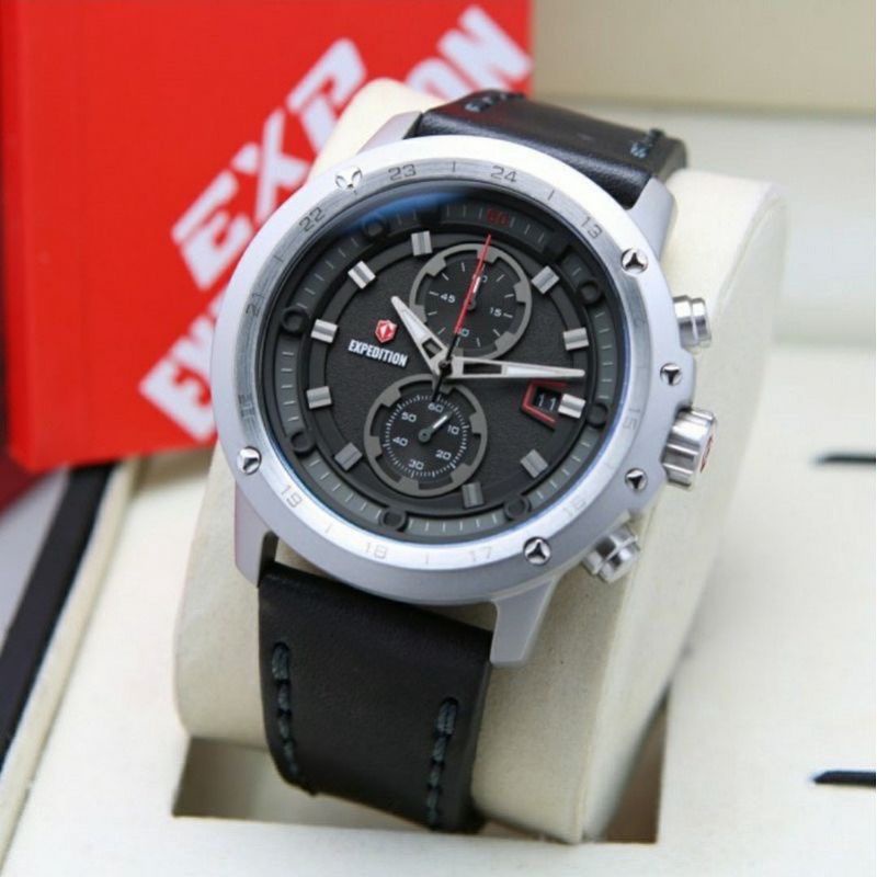 Jam Tangan Expedition E 6820 Pria / E6820 M Silver Black Original
