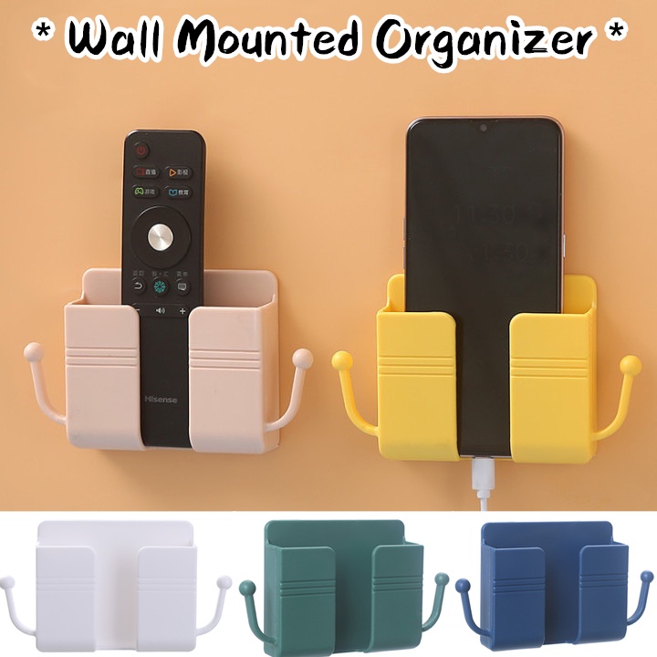 Wall Mount Organizer Storage Box Phone Holder Remote Control Holder Phone Charging Holder Stand