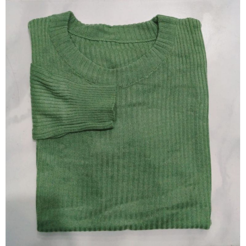 Premium Boxy Jumbo Tebal XL - XXL| Sweater Rajut Korea-Hijau mint