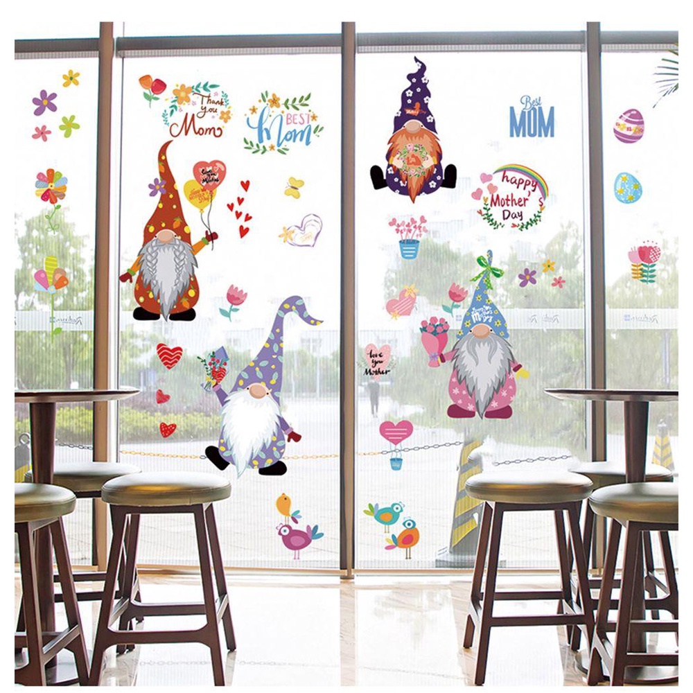 R-flower 9Pcs Stiker Dinding Bunga Telur Hadiah Syukuran Dwarf Hias Happy Mother's Day Wall Decals