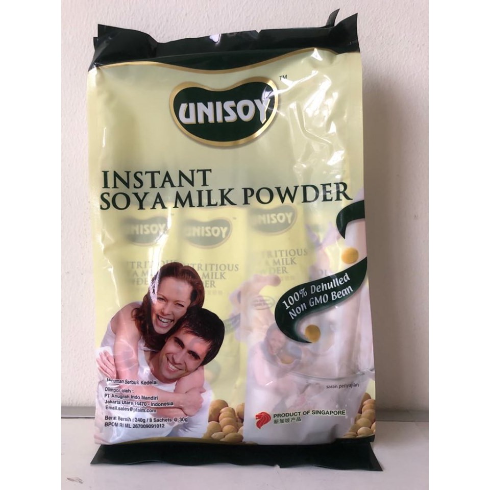 UNISOY instant soya milk powder / unisoy soya milk less sugar 8x30grm