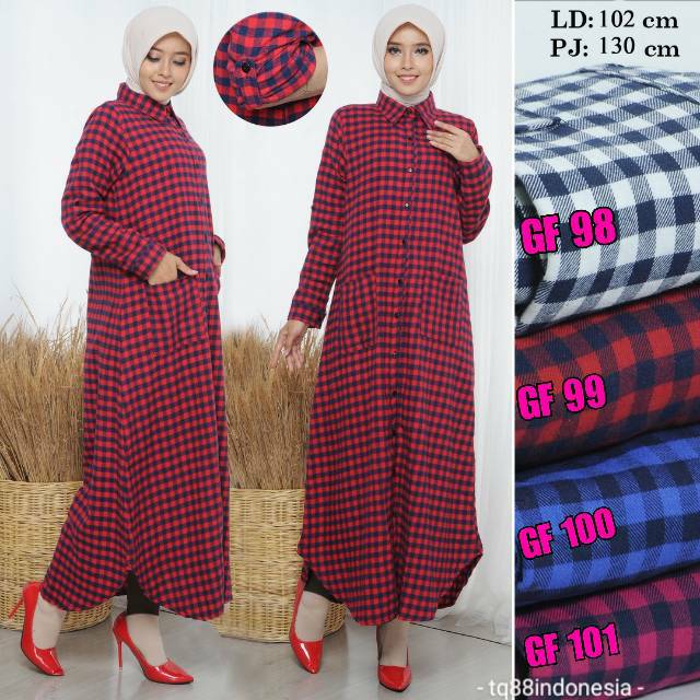 Gamis flanel/gamis kotak kotak/maxi kotak/gamis/maxi/long dress/long dress kotak